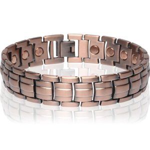 Antique Copper Magnetic Link Bracelet - Arthritis Pain Relieve Biker Bracelet